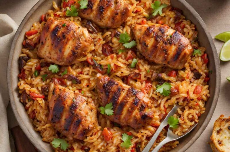 jambalaya rice and jerk chicken