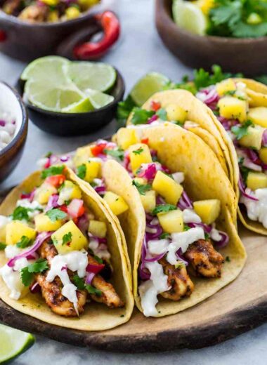 Jamaican jerk chicken tacos with pineapple salsa