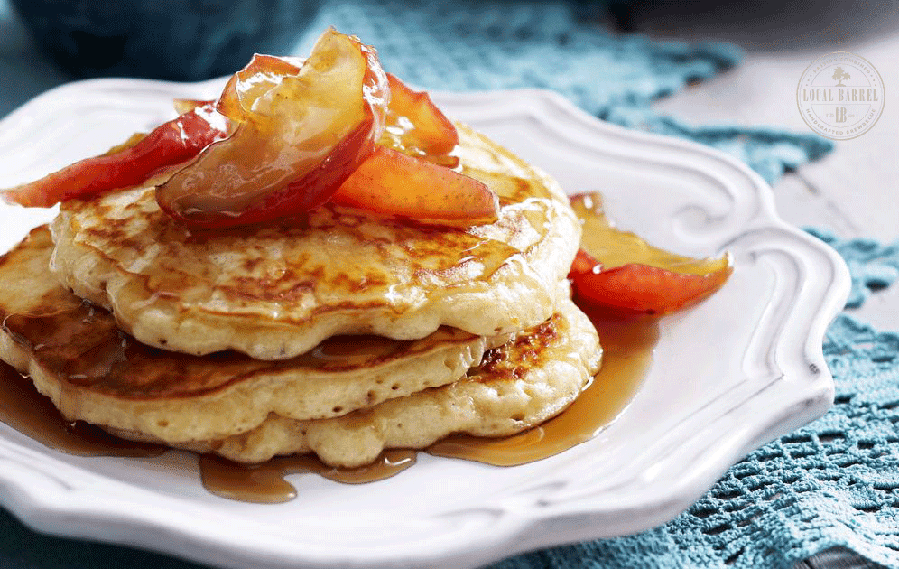 Fluffy Buttermilk Pancakes with Maple Syrup Apples Recipe