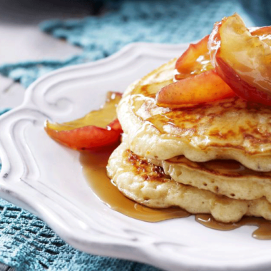 Buttermilk Pancakes with Maple Syrup Apples