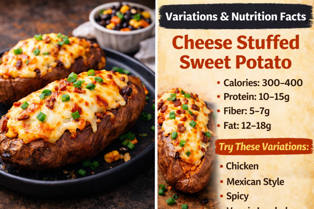 Variations and Nutrition Facts Cheese stuffed sweet potato